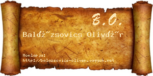 Balázsovics Olivér névjegykártya